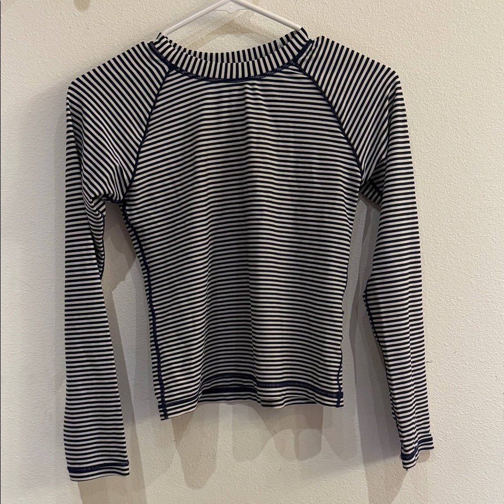 Hanna Andersson Navy and White Striped Rashguard